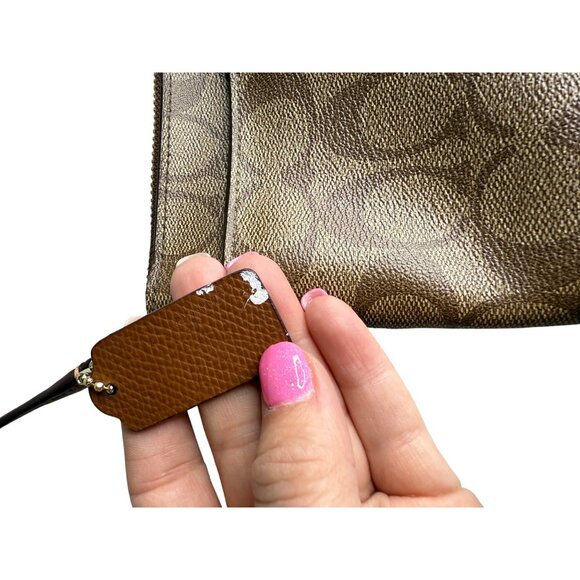 Coach Signature Canvas Crossbody Messenger Bag Brown Leather Trim - Picture 7 of 9